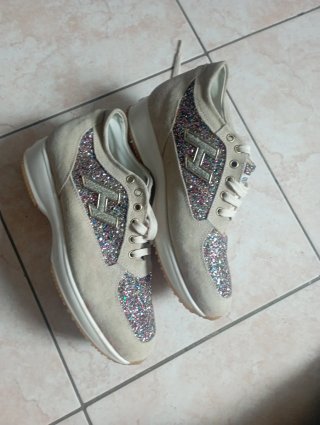 Scarpe beige glitterate n.40