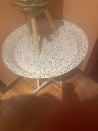 Mesa Auxiliar Redonda Blanca