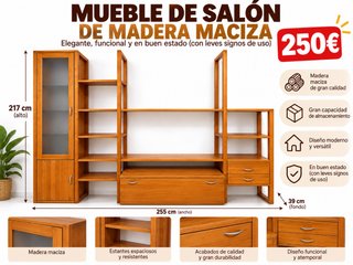 Mueble de Salón de Madera Maciza