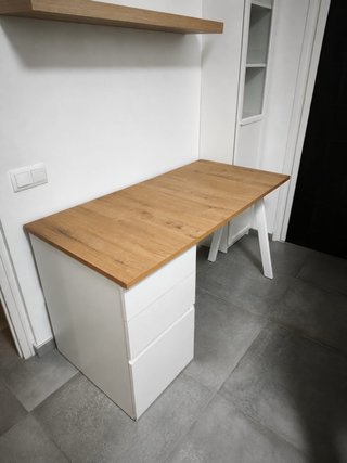 Escritorio con Cajonera Blanco y Madera