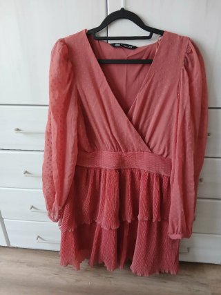 Vestido Plumeti Rosa Zara