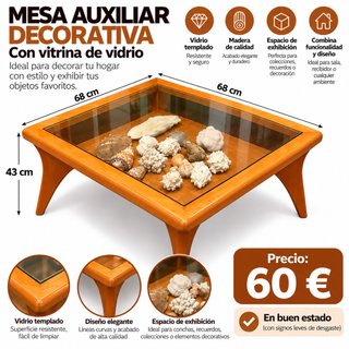 Mesa Auxiliar con Vitrina de Vidrio