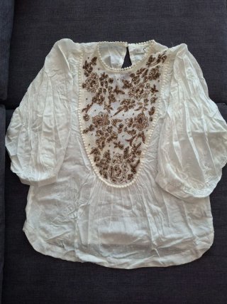Blusa Blanca con Abalorios Talla M