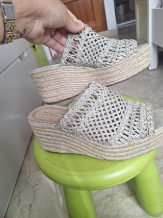 Sandalias de esparto Corina plateadas