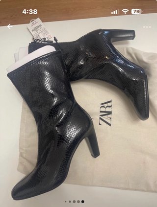 Botines Zara Negros Efecto Serpiente