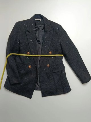 Blazer Negra de Tweed con Brillos