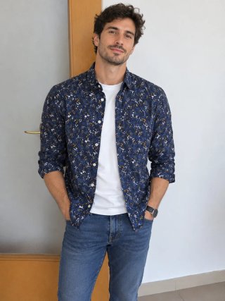 Camisa Estampada Azul