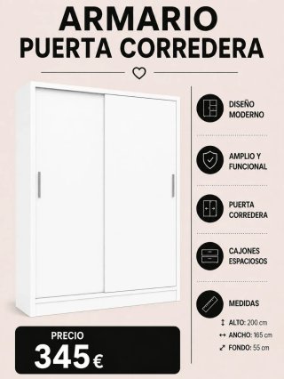 Armario de Puertas Correderas Blanco