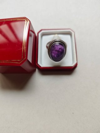 Anillo Plata Marroquí con Gema Amatista (Nuevo)