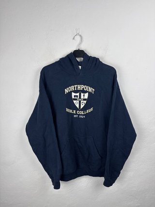 Vintage Northpoint College Hoodie Navy Blue M