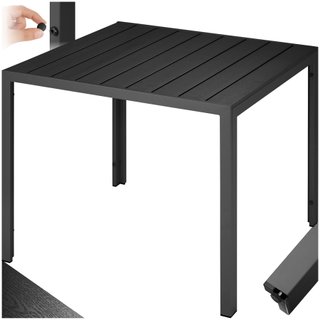 Mesa de jardín, aluminio, patas ajustables, 90 x 90 x 74,5 cm, negro