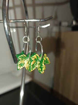 Pendientes Artesanales Hojas Verde y Oro