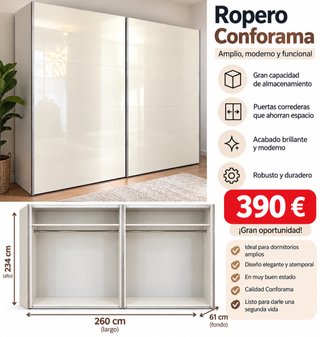 Ropero Conforama Puertas Correderas 260x234x61