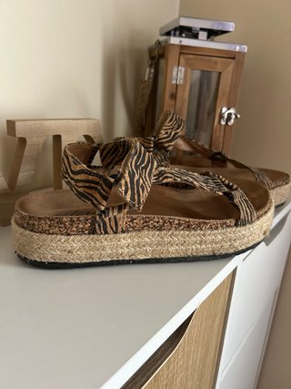 Sandalias con Plataforma Estampado Animal