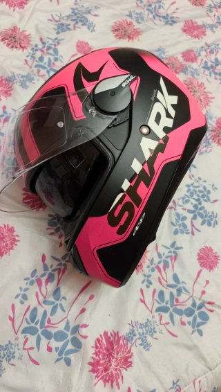 Casco moto mujer shark skawal luz led talla S rosa