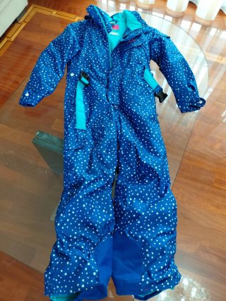 Mono de esquí infantil azul con lunares