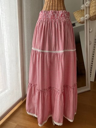 Falda larga de rayas cob puntilla