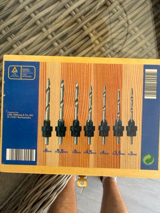 Set de 7 Brocas para Madera con Avellanador y tope