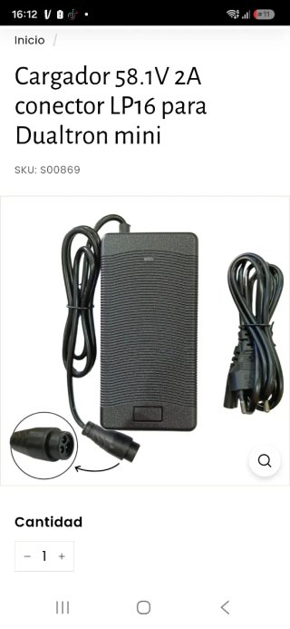 Cargador 58.1V 2A para Dualtron Mini, (aminia?