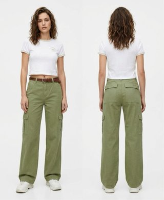 Pantalón cargo verde Pull&Bear T38