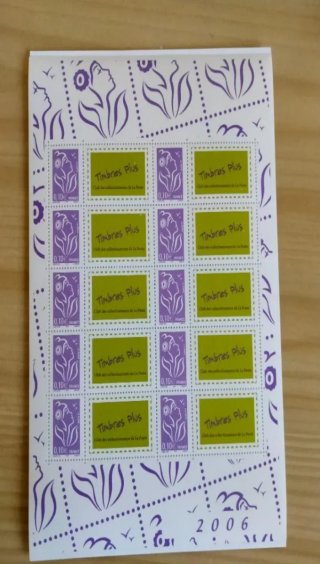 Hoja de 10 sellos Timbres Plus Francia MNH 2006