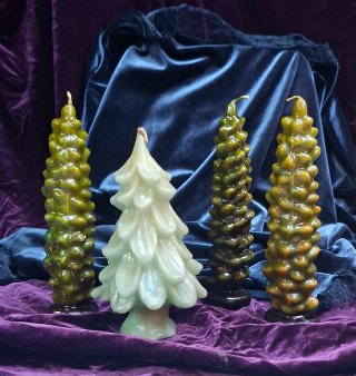 Lote de 4 velas vintage con forma de abeto