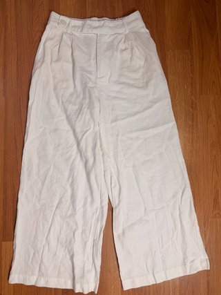 Pantalón ancho pinzas blanco Stradivarius T36
