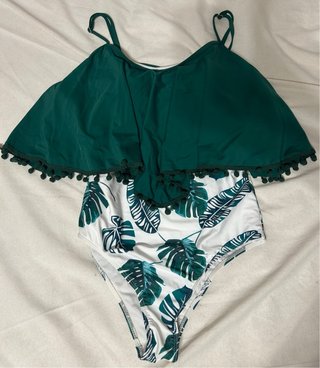 Bañador con Volante y Estampado Tropical