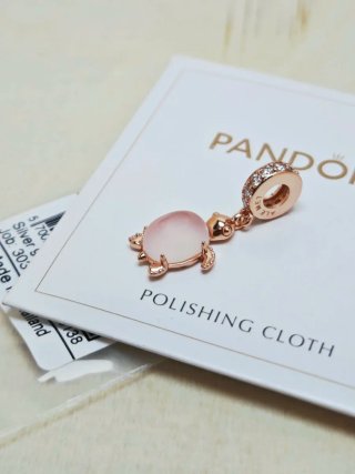 Charm Pandora Tortuga rosa plata