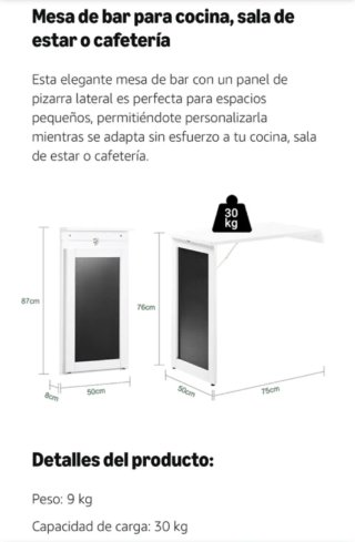 Mesa Plegable de Pared con Pizarra
