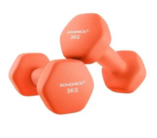 SONGMICS Juego de 2 Mancuernas 3 kg Naranja