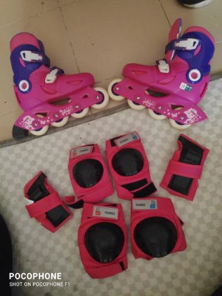 Patines Oxelo Rosa y Morado + Protecciones