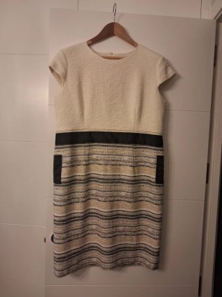 Vestido Estampado Beige y Negro
