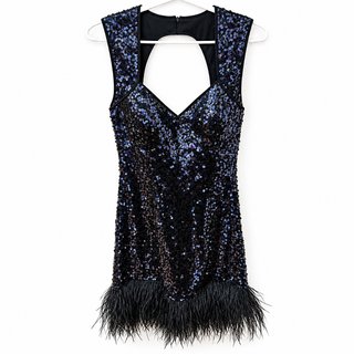 Vestido de fiesta GUESS lentejuelas y plumas
