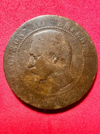 Moneda Antigua 🇫🇷 Francia 10 Centimes Napoleón III