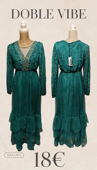Vestido Largo Verde Azulado