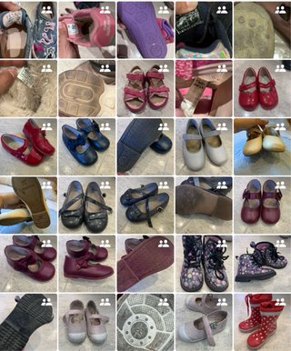 Lote de 9 pares de zapatos infantiles