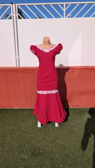 544 Traje de Gitana Rojo con Lunares talla L