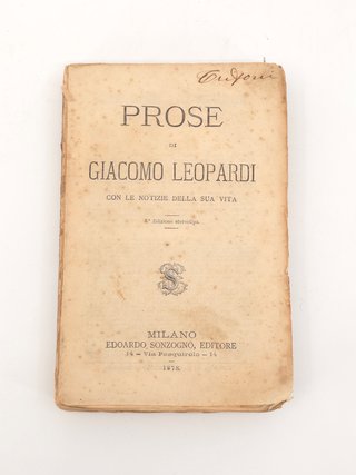 Libro Antico Prose Giacomo Leopardi 1878 800