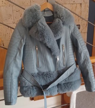 Cazadora Polipiel Azul con Pelo Talla S