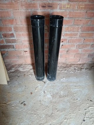 2 Tubos de Acero Vitrificado Negro 16cm de diámetr
