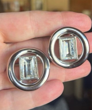 Pendientes Christian Dior Vintage Plata Cristal