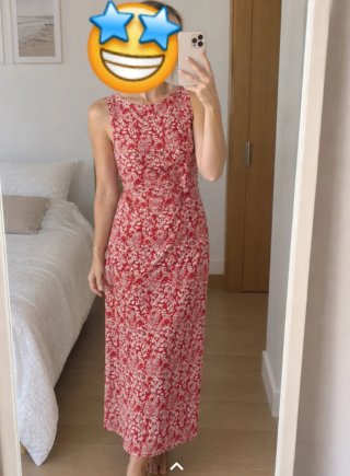 Vestido largo estampado rojo