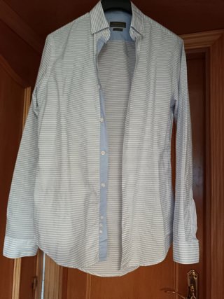 Camisa Zara Rayas Blanco y Azul
