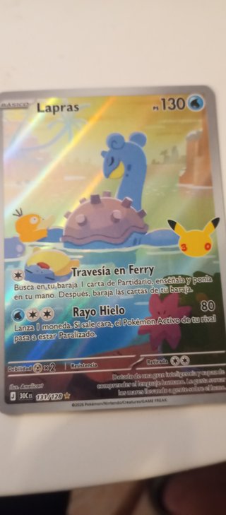 Carta Pokémon Lapras 131/128 full art 30th Año