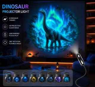 Proyector LED de Dinosaurios con 8 Discos