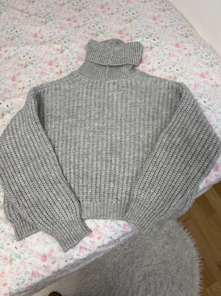 Jersey Gris de Lana Cuello Alto Talla S