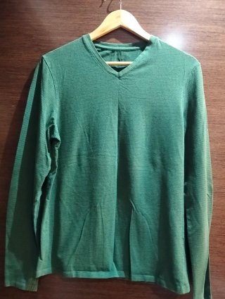 Camiseta de manga larga punto fino verde