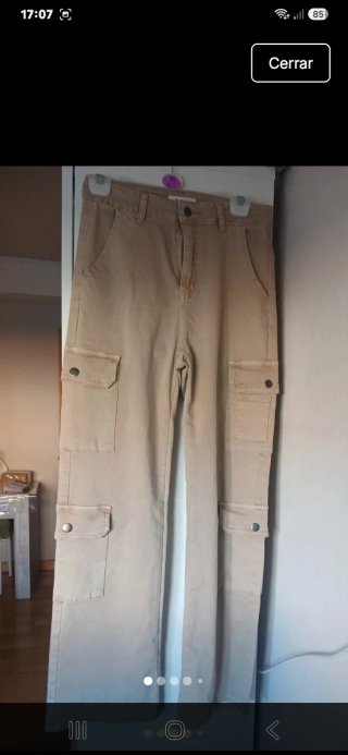 Pantalón Loneta Beige Pata Ancha