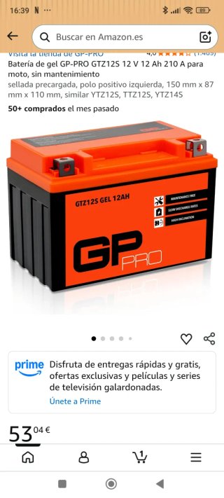 Batería de Gel GP-PRO GTZ12S 12V 12Ah